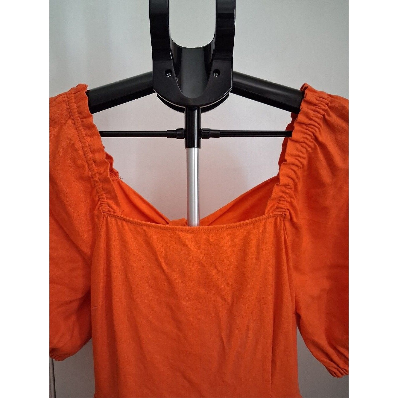 Women's Midi Dress Puff-Sleeve Backless Orange - Who What Wear — image 6 of 8